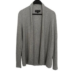 Repeat 100% Cashmere Luxury Baby Cashmere Cardigan Gray Ribbed Sweater 38/S